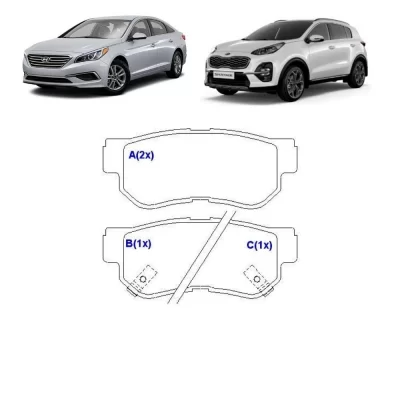 JOGO PASTILHA DE FREIO TRASEIRO HYUNDAI AZERA, SANTA FÉ, SONATA E TUCSON E KIA SPORTAGE 2001 EM DIANTE - SYL 2276