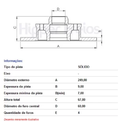 PAR DISCO DE FREIO TRASEIRO CITROEN C4 E PEUGEOT 307 DE 2001 EM DIANTE - HIPPER FREIOS HF751B