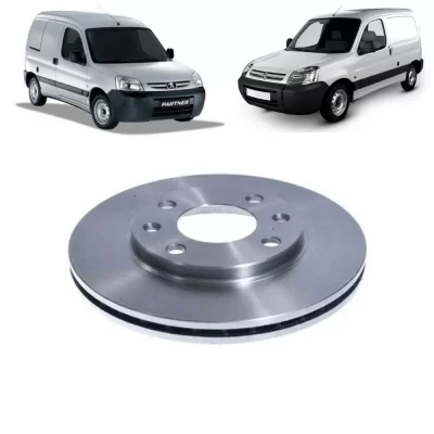 PAR DISCO DE FREIO DIANTEIRO CITROEN BERLINGO, XSARA E PEUGEOT 206, 306 E PARTNER 1985 EM DIANTE - MDS FREIOS D697