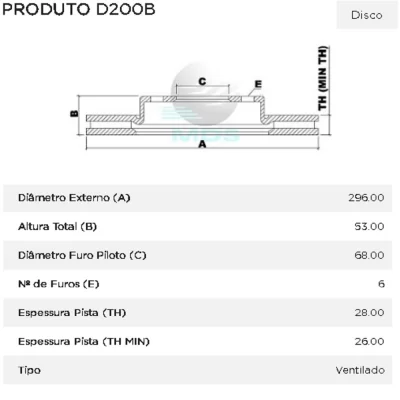 PAR DISCO DE FREIO DIANTEIRO NISSAN FRONTIER 2005 EM DIANTE - MDS FREIOS D200B