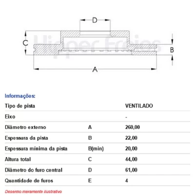 PAR DISCO DE FREIO DIANTEIRO NISSAN MARCH E VERSA 2012 EM DIANTE - HIPPER FREIOS HF615B