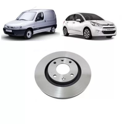 PAR DISCO DE FREIO DIANTEIRO CITROEN BERLINGO, C3 E C4 E PEUGEOT 206, 207 E PARTNER 2000 EM DIANTE - HIPPER FREIOS HF750