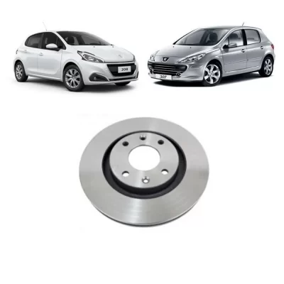 PAR DISCO DE FREIO DIANTEIRO CITROEN BERLINGO, C3 E C4 E PEUGEOT 206, 207 E PARTNER 2000 EM DIANTE - HIPPER FREIOS HF750