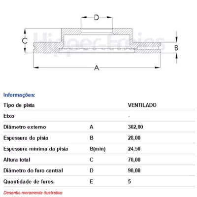 PAR DISCO DE FREIO DIANTEIRO NISSAN NV400 E RENAULT MASTER 2012 EM DIANTE - HIPPER FREIOS HF843C