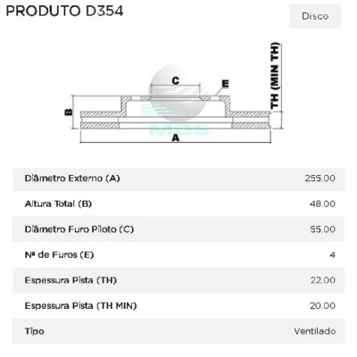 PAR DISCO DE FREIO DIANTEIRO TOYOTA COROLLA 1992 EM DIANTE - MDS FREIOS D354
