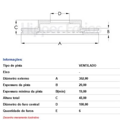 PAR DISCO DE FREIO DIANTEIRO TOYOTA HILUX SW ATÉ 1998 - HIPPER FREIOS HF486