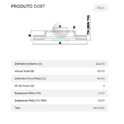 PAR DISCO DE FREIO DIANTEIRO HONDA CITY, CIVIC, CRX E FIT 1991 EM DIANTE - MDS FREIOS D087