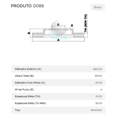 PAR DISCO DE FREIO DIANTEIRO HONDA FIT E JAZZ 2002 EM DIANTE - MDS FREIOS D088