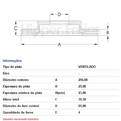PAR DISCO DE FREIO DIANTEIRO VOLKSWAGEN VW POLO 2003 ATÉ 2015 - HIPPER FREIOS HF88C