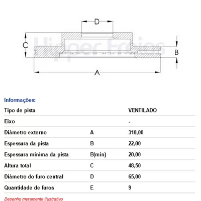 PAR DISCO DE FREIO TRASEIRO VOLKSWAGEN VW CC, GOLF E PASSAT 2007 EM DIANTE - HIPPER FREIOS HF82B