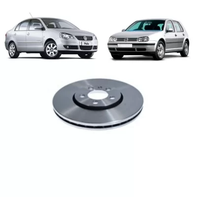 PAR DISCO DE FREIO DIANTEIRO AUDI A3 E VOLKSWAGEN VW GOLF E POLO 1997 EM DIANTE - HIPPER FREIOS HF80