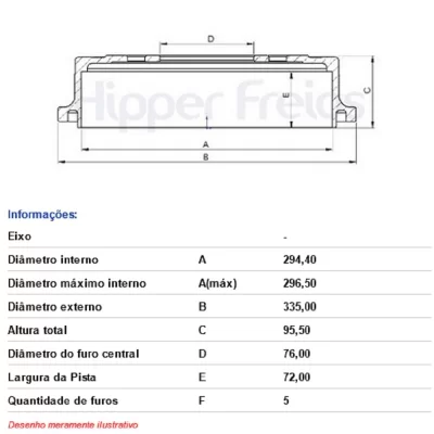 TAMBOR DE FREIO TRASEIRO VOLKSWGEN VW AMAROK 2010 EM DIANTE - HIPPER FREIOS HF90A