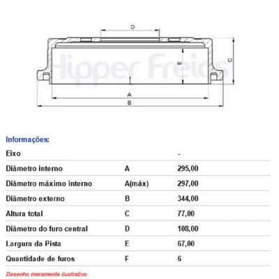 TAMBOR DE FREIO TRASEIRO TOYOTA HILUX E SW4 DE 2002 EM DIANTE - HIPPER FREIOS HF480C