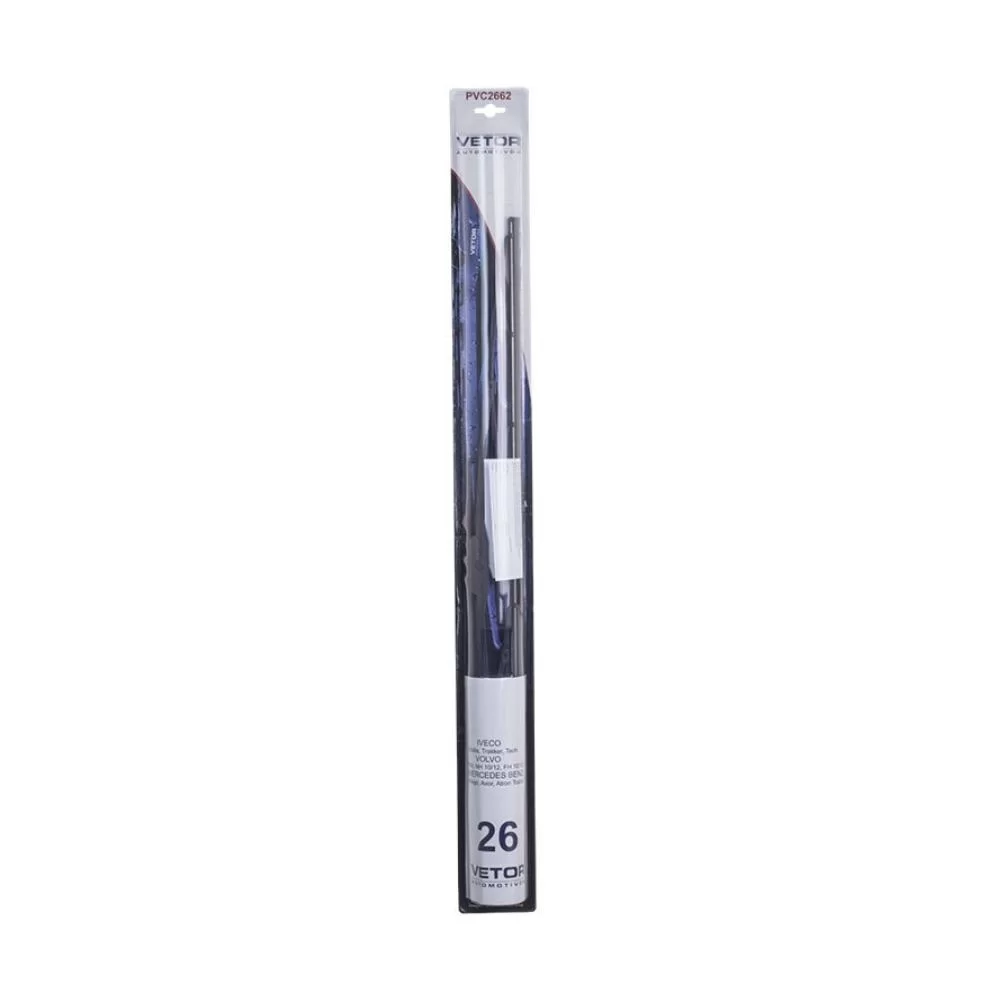 PALHETA LIMPADOR PARA-BRISA 26 POLEGADAS IVECO, MERCEDES BENZ MB E VOLVO UNITÁRIA - VETOR PVC2662