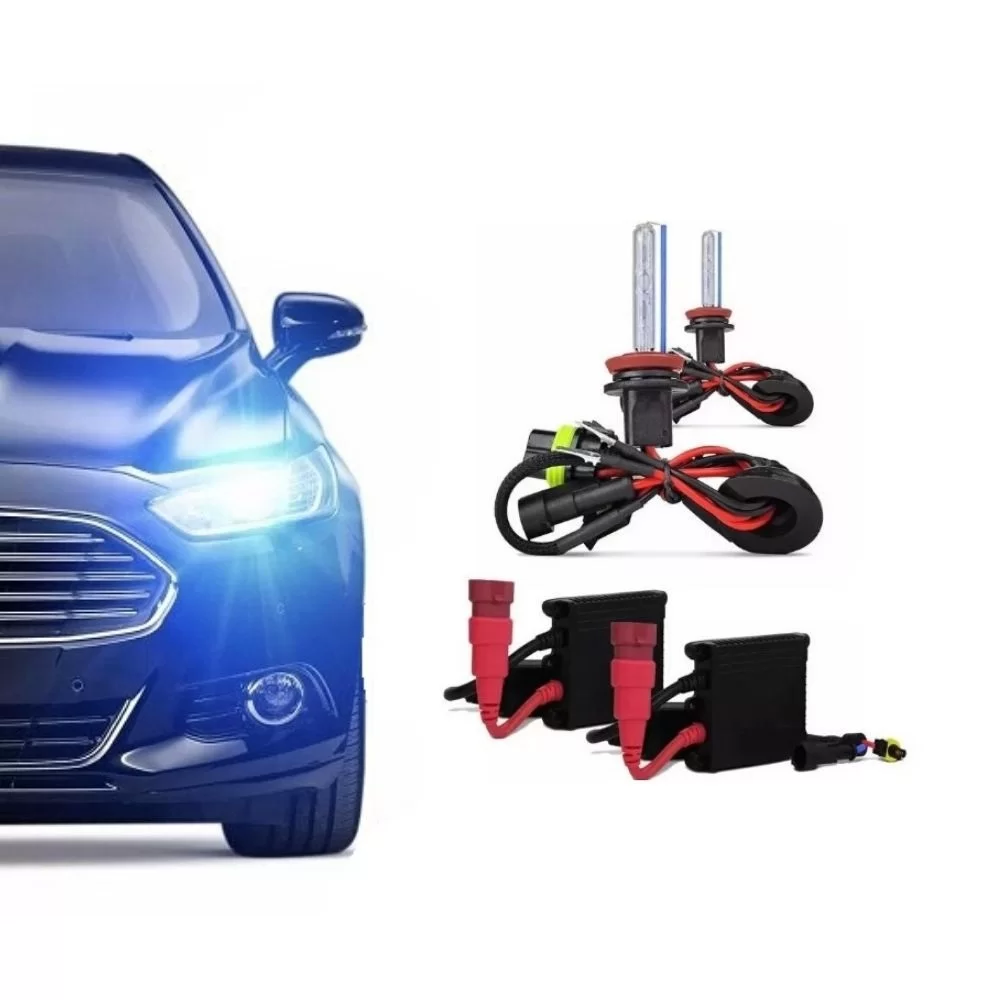 KIT XENON COMPLETO LAMPADA H3 6000K 35W REATOR SLIM - ANTI FLICKER - TIGER - TG1006H3