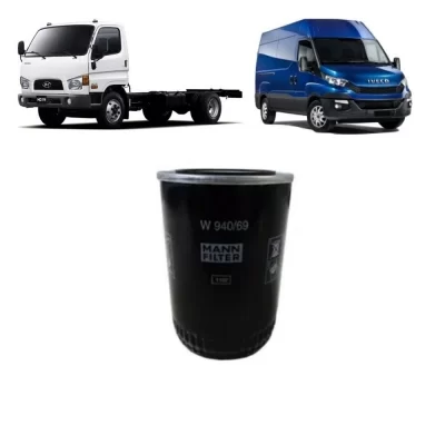 FILTRO DE OLEO LUBRIFICANTE IVECO, HYUNDAI, CITROEN JUMPER E PEUGEOT BOXER DE 2006 EM DIANTE - MANN FILTER - W94069