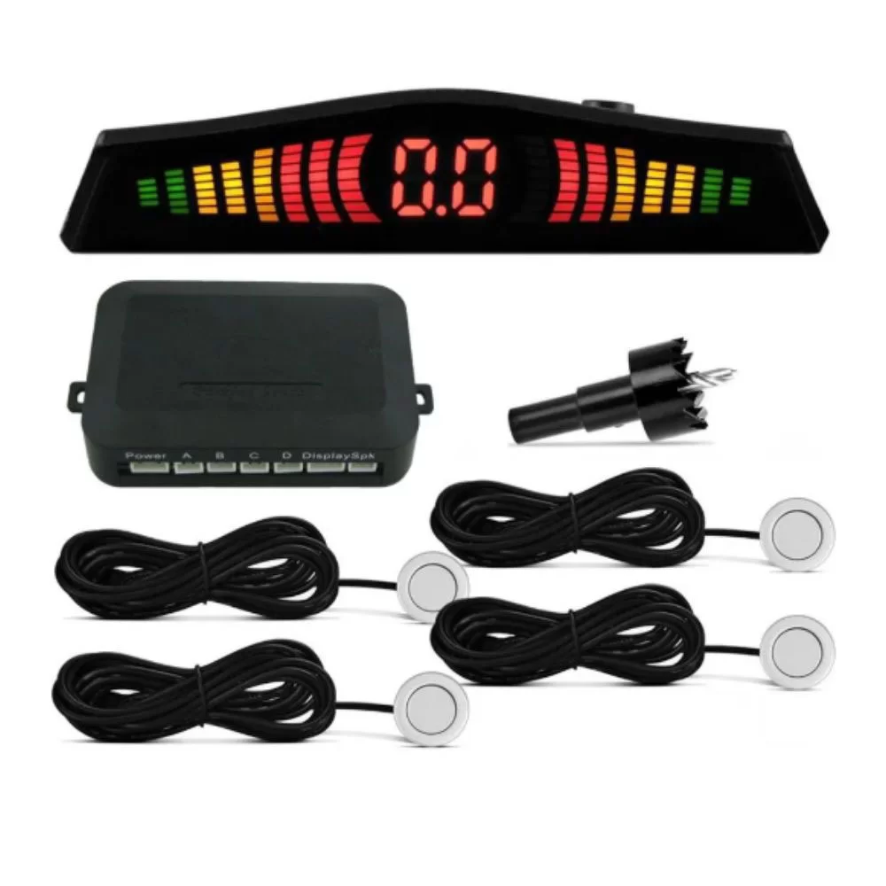 SENSOR DE ESTACIONAMENTO BRANCO UNIVERSAL 4 PONTOS COM DISPLAY MEIA LUA - TIGER TG1302004