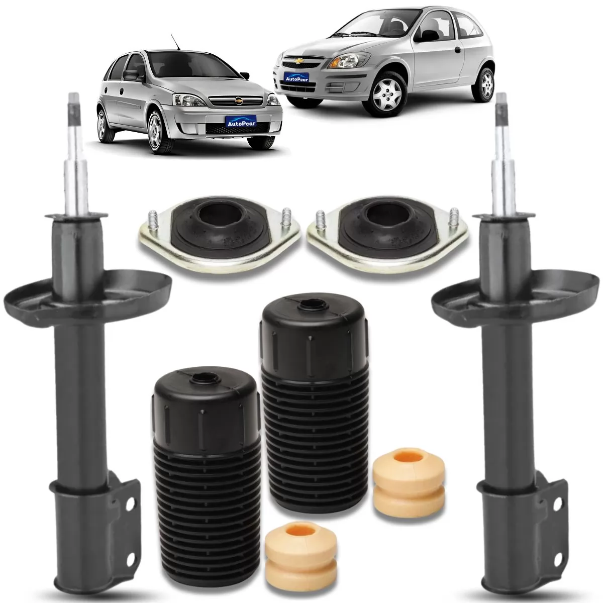PAR DE AMORTECEDOR, COXIM E KIT DIANTEIRO GENERAL MOTORS GM CORSA 1994 ATÉ 2020 - NAKATA E VIPPEL