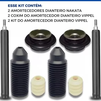 PAR DE AMORTECEDOR, COXIM E KIT DIANTEIRO VOLKSWAGEN VW GOL G2 1995 ATÉ 1999 - NAKATA E VIPPEL
