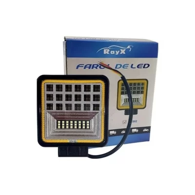FAROL DE MILHA COM 42 LEDS 126W 7D MODELO ANGEL EYE OFF ROAD COM FUNÇÃO SETA AMBAR - RAYX LT2502