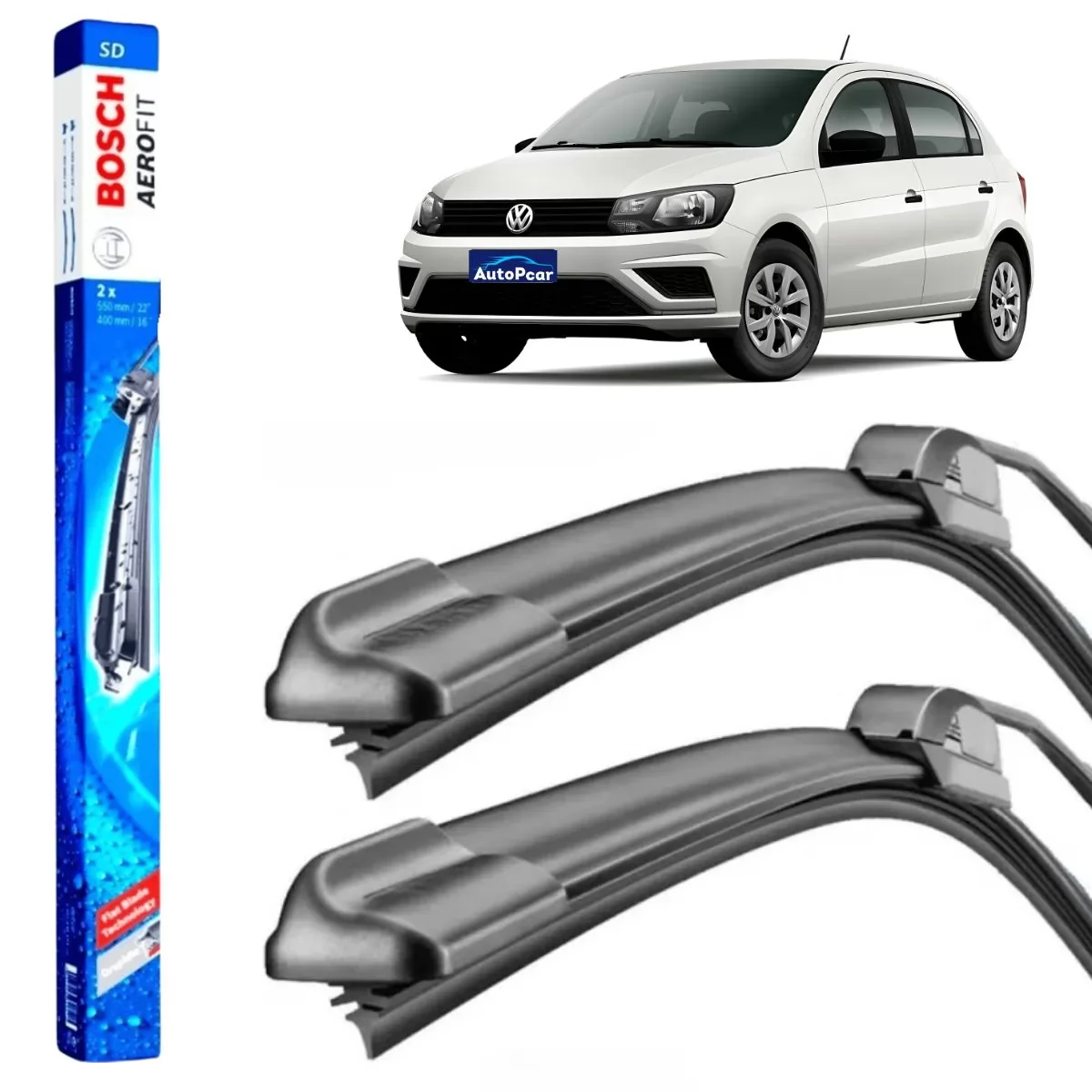 PAR DE PALHETA LIMPADOR PARA-BRISA DIANTEIRA VOLKSWAGEN VW GOL G6 E VOYAGE DE 2015 EM DIANTE - BOSCH 3397016121