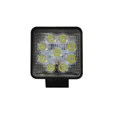 FAROL DE MILHA COM 9 LEDS UNIVERSAL 27W MODELO QUADRADO COM FUNÇÃO DRL BRANCO - TIGER TG0802005