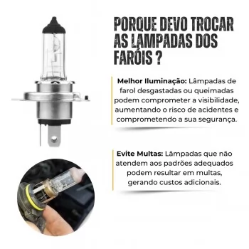 Par Lâmpadas Farol Baixo E Alto H4 Original Halogena 12v