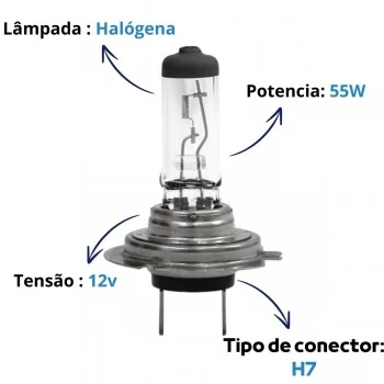 Par Lâmpadas Farol H7 Halogena Original 12v 55W