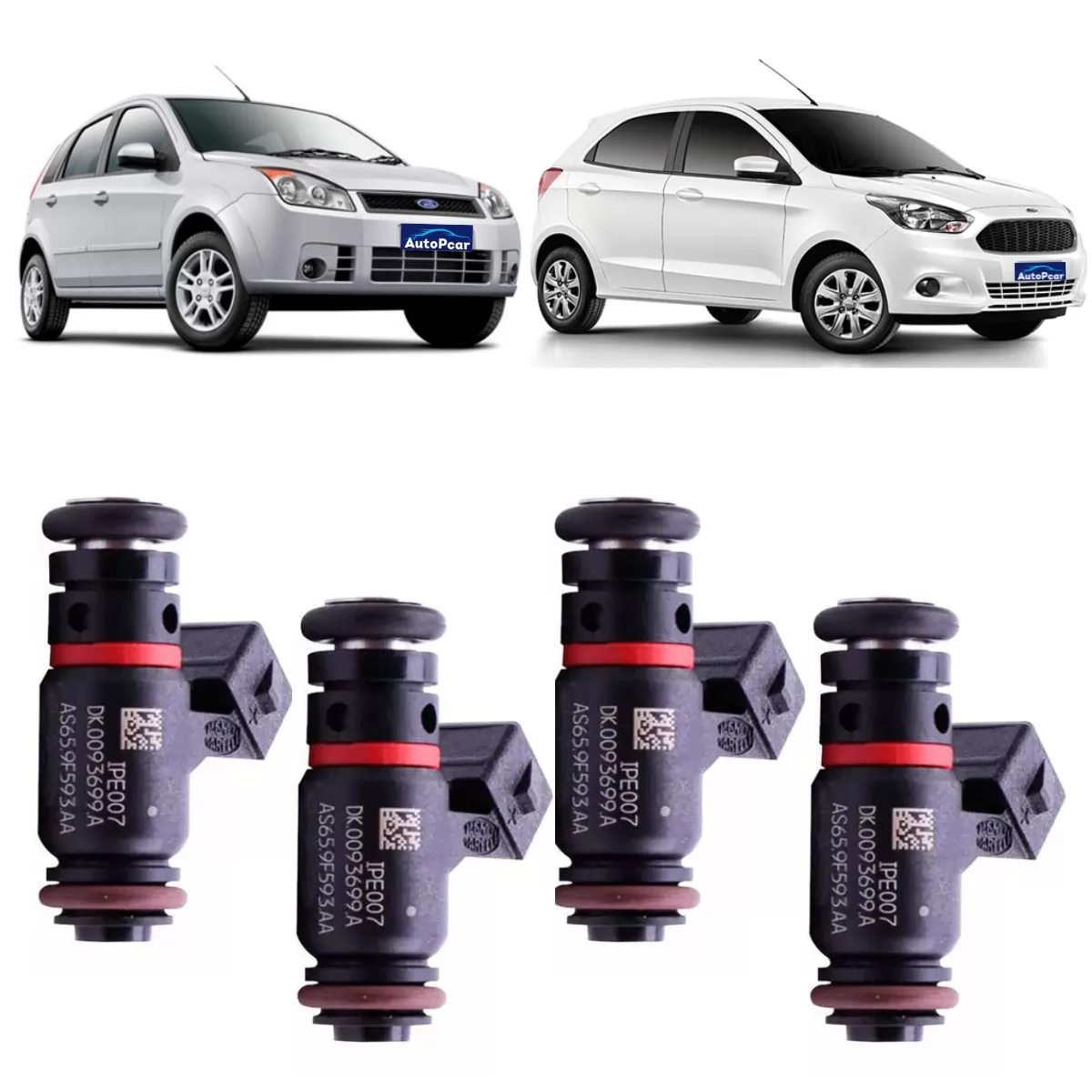 4 Bico Injetor Ipe007 Fiesta Ka 1.0 Flex 2010 a 2019 Ipe007