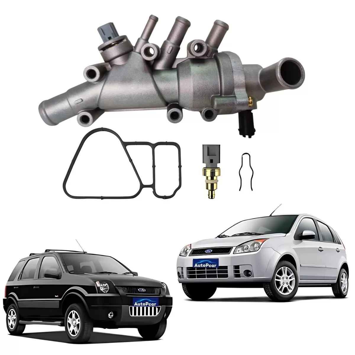 VALVULA TERMOSTATICA FORD FIESTA 02/ECOSPORT/KA 1.0/1.6 05/ FLEX ZETEC COMPLETA (FERRO)