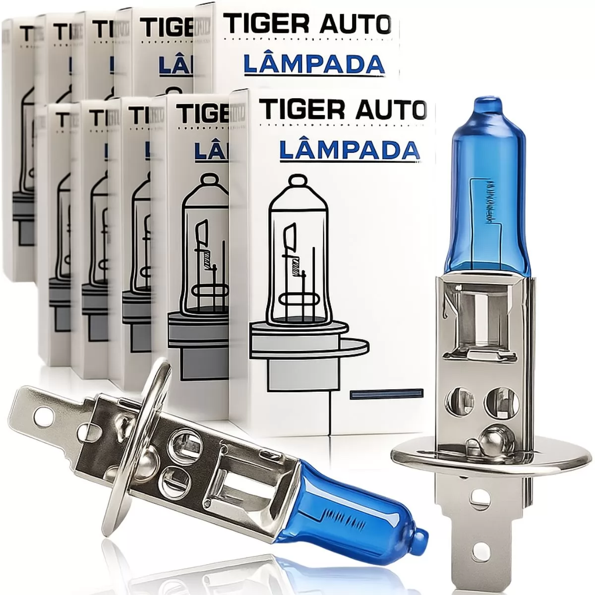 Kit 10 Lâmpadas Super Branca H1 8500k Farol Carro 12v 55w