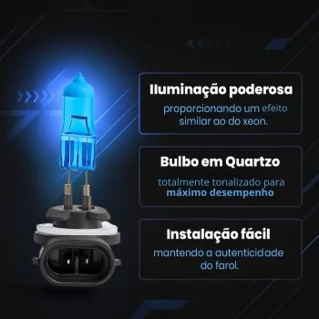 Kit 10 Lâmpadas Super Branca H27 8500k Farol Carro 12v 55w