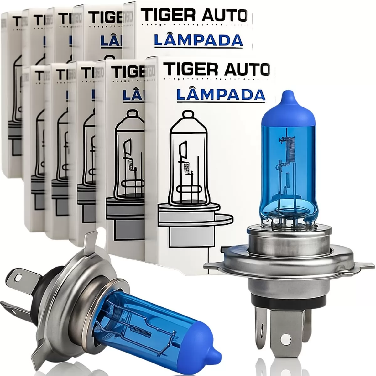 Kit 10 Lâmpadas Super Branca H4 8500k Farol Carro 12v 55w