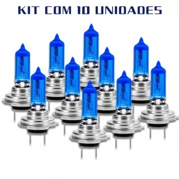 Kit 10 Lâmpadas Super Branca H7 8500k Farol Carro 12v 55w
