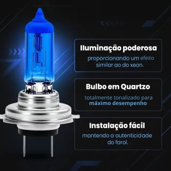 Kit 10 Lâmpadas Super Branca H7 8500k Farol Carro 12v 55w
