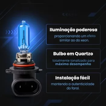 Par Lâmpadas Super Branca Hb3/9005 8500k Farol Carro