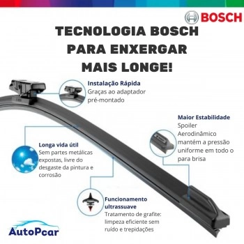 Palheta Limpador Parabrisa Bosch Silicone Novo Uno 2010/2021