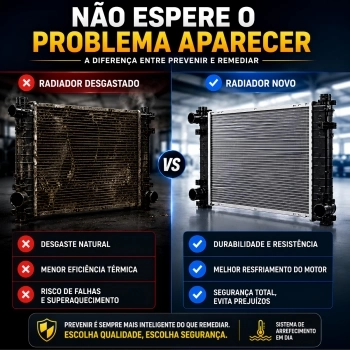 RADIADOR ALUMINIO VW GOL/PARATI/SAVEIRO 97/08 1.0 8/16 MI/AT S/AR