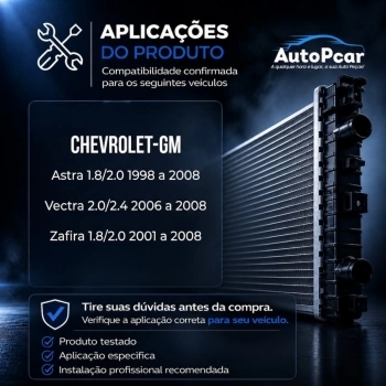 RADIADOR ALUMINIO GM ASTRA/VECTRA/ZAFIRA 1.8/2.0 99/09 C/AR