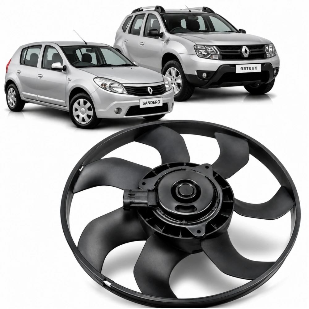 MOTOR VENTILADOR RADIADOR RENAULT LOGAN II/SANDERO II 1.0 1.6 13/19 DUSTER 1.6/2.0 16V 16/ C/SUPORTE