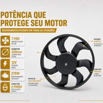 MOTOR VENTILADOR RADIADOR RENAULT LOGAN II/SANDERO II 1.0 1.6 13/19 DUSTER 1.6/2.0 16V 16/ C/SUPORTE