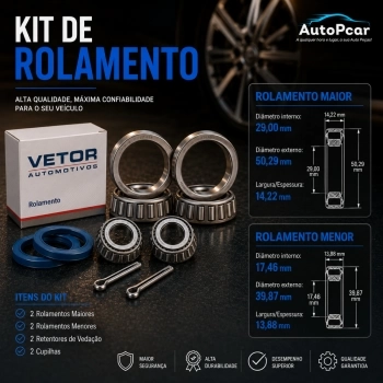 Kit 4 Rolamentos 2 Dianteiro + 2 Traseiro Gol G2 G3 G4 G5