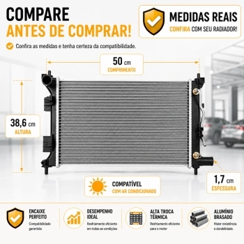 RADIADOR ALUMINIO HYUNDAI HB20 1.6 16V 14/19 VELOSTER 1.6 16V 12/13 (AUTOMATICO)